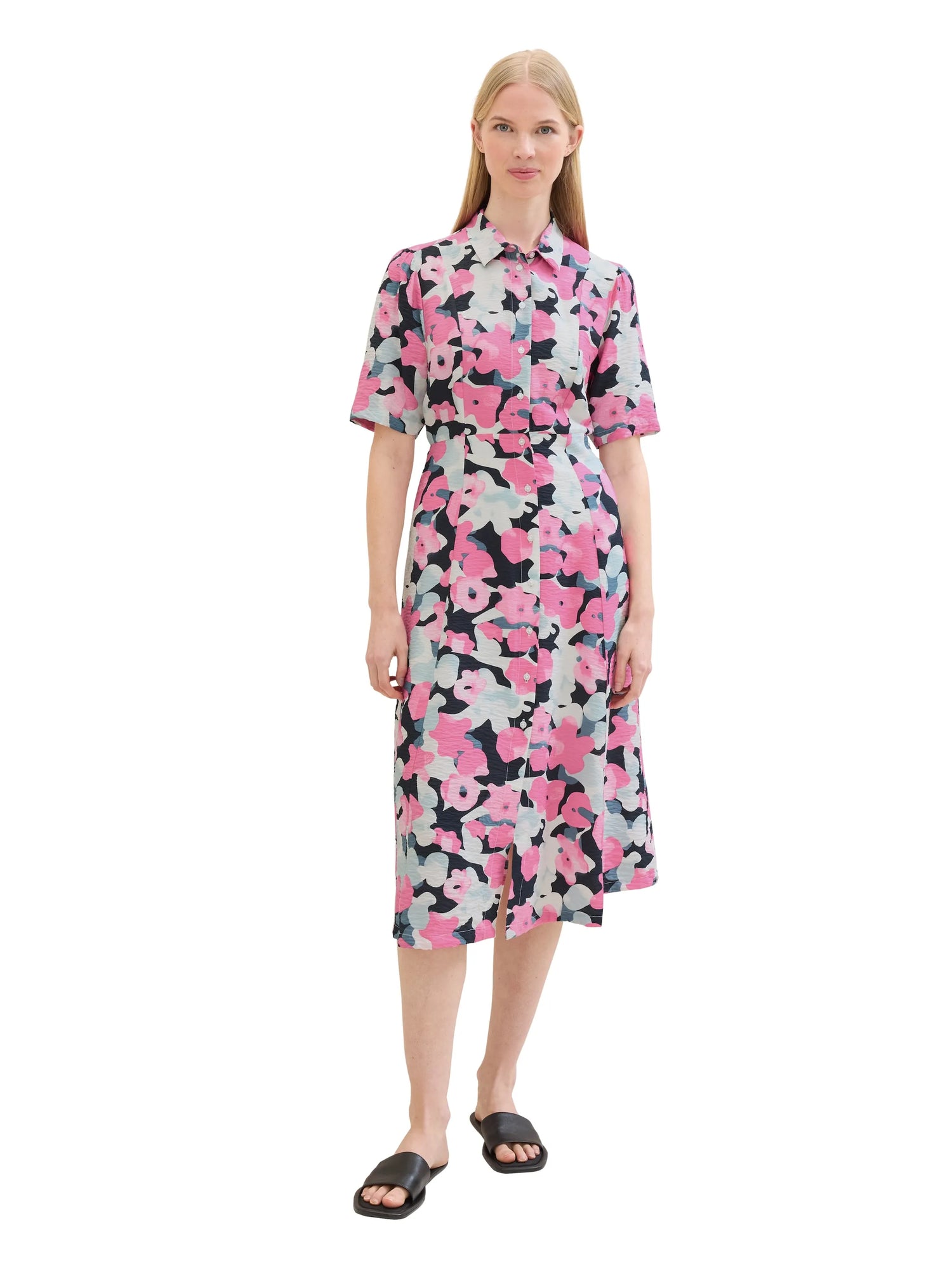 Tom Tailor Pink Colorful Floral Design Women Midi Dress with Lenzingª Ecoveroª  SKU: 1041508_35290 Image 02