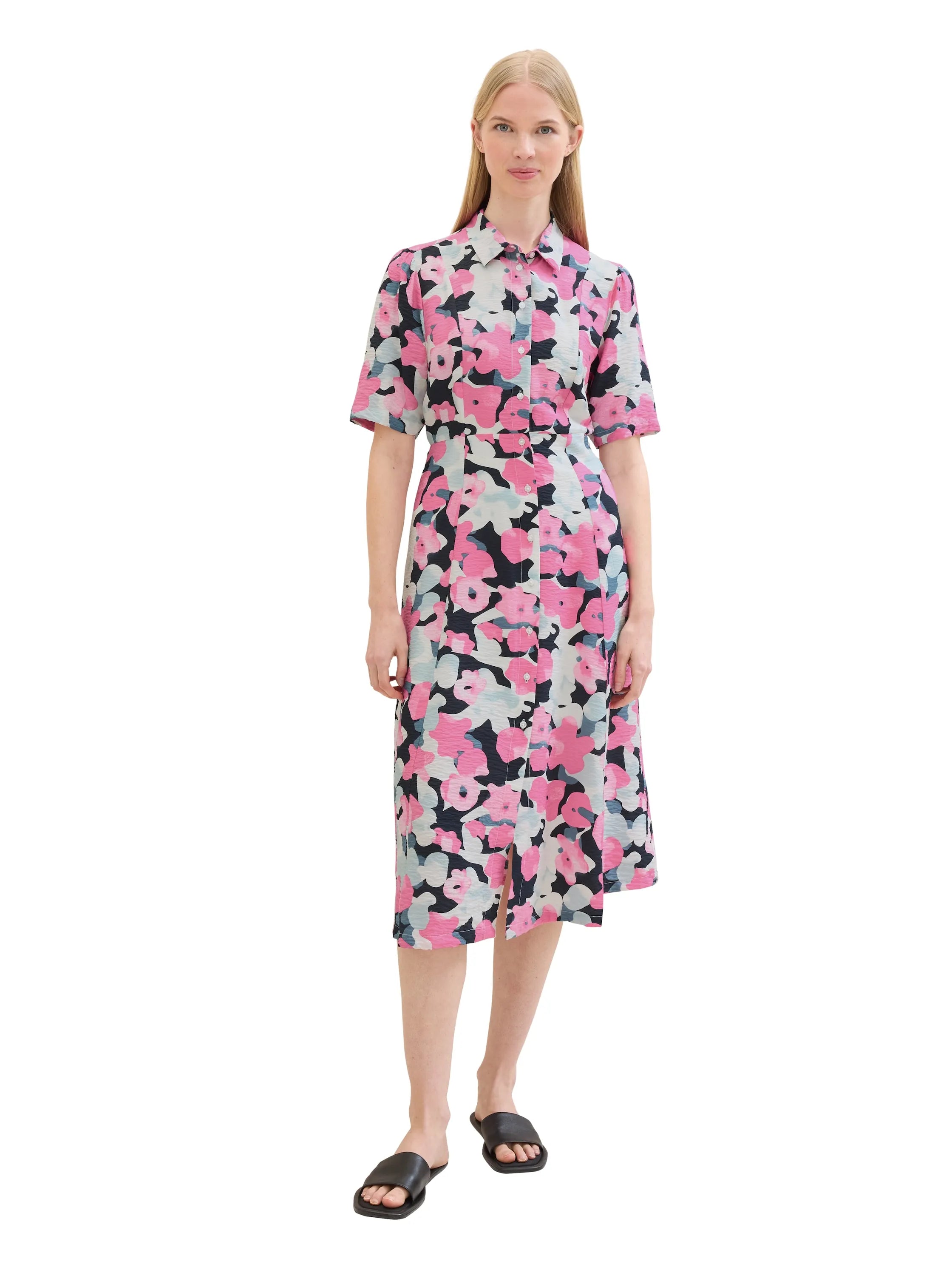 Tom Tailor Pink Colorful Floral Design Women Midi Dress with Lenzingª Ecoveroª  SKU: 1041508_35290 Image 02