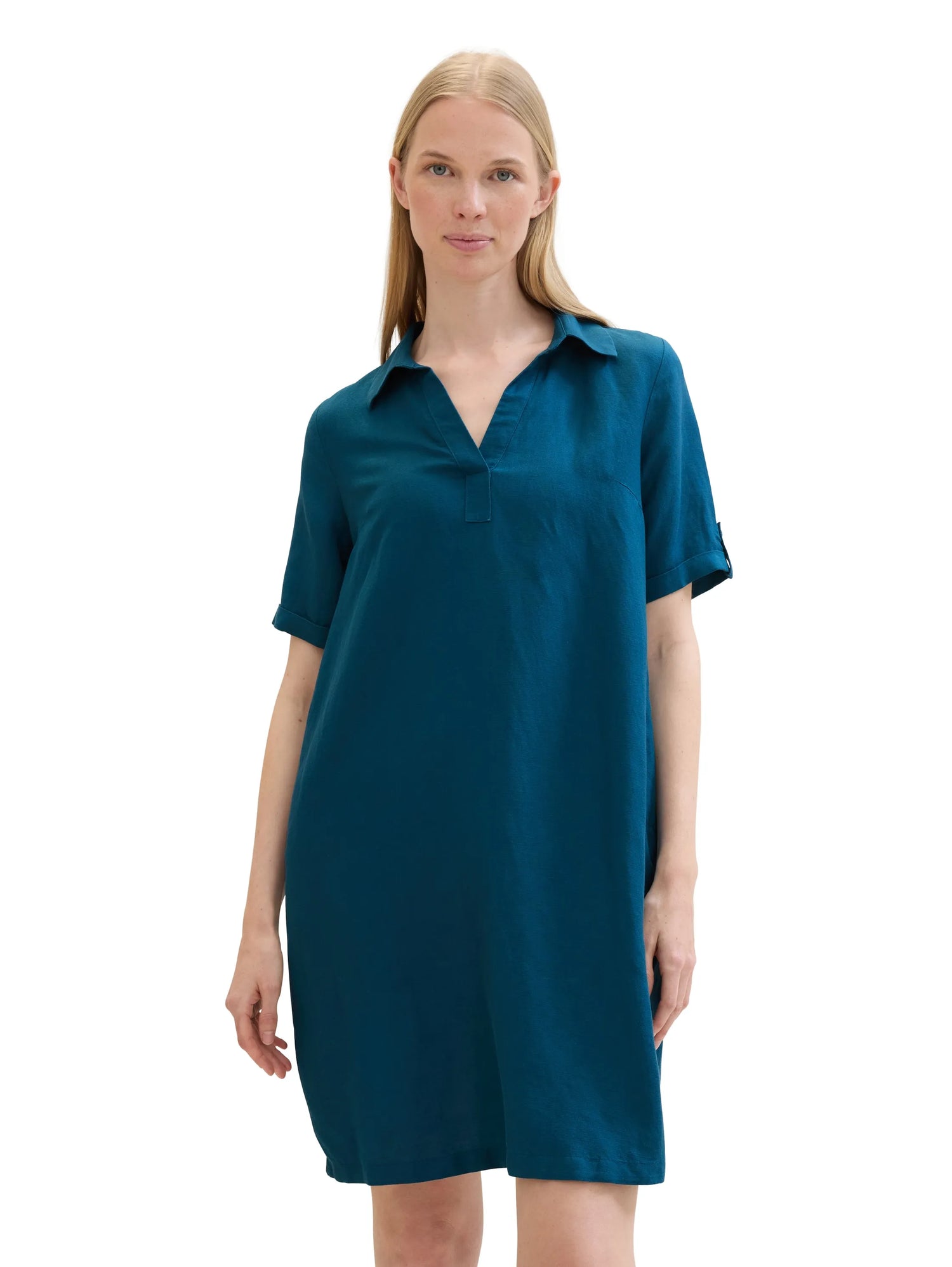 Tom Tailor Moss Blue Women Regular Fit Half-Sleeves Dress SKU: 1041517_13353 Image 01