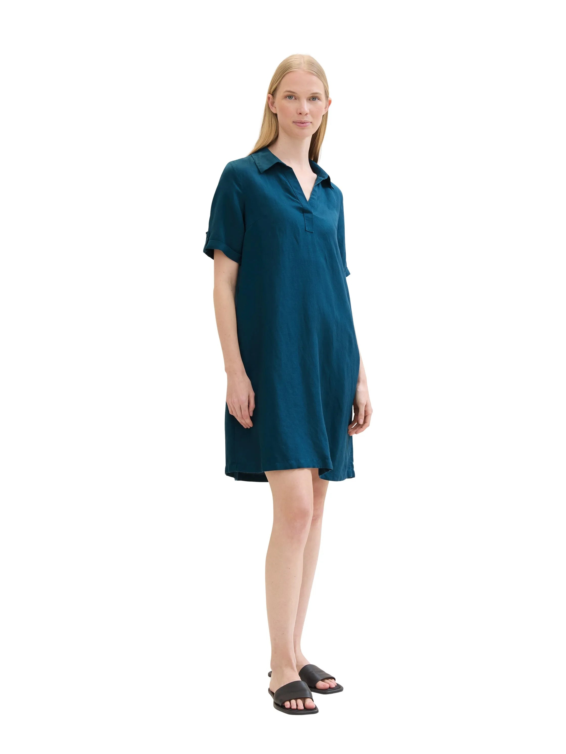 Tom Tailor Moss Blue Women Regular Fit Half-Sleeves Dress SKU: 1041517_13353 Image 02