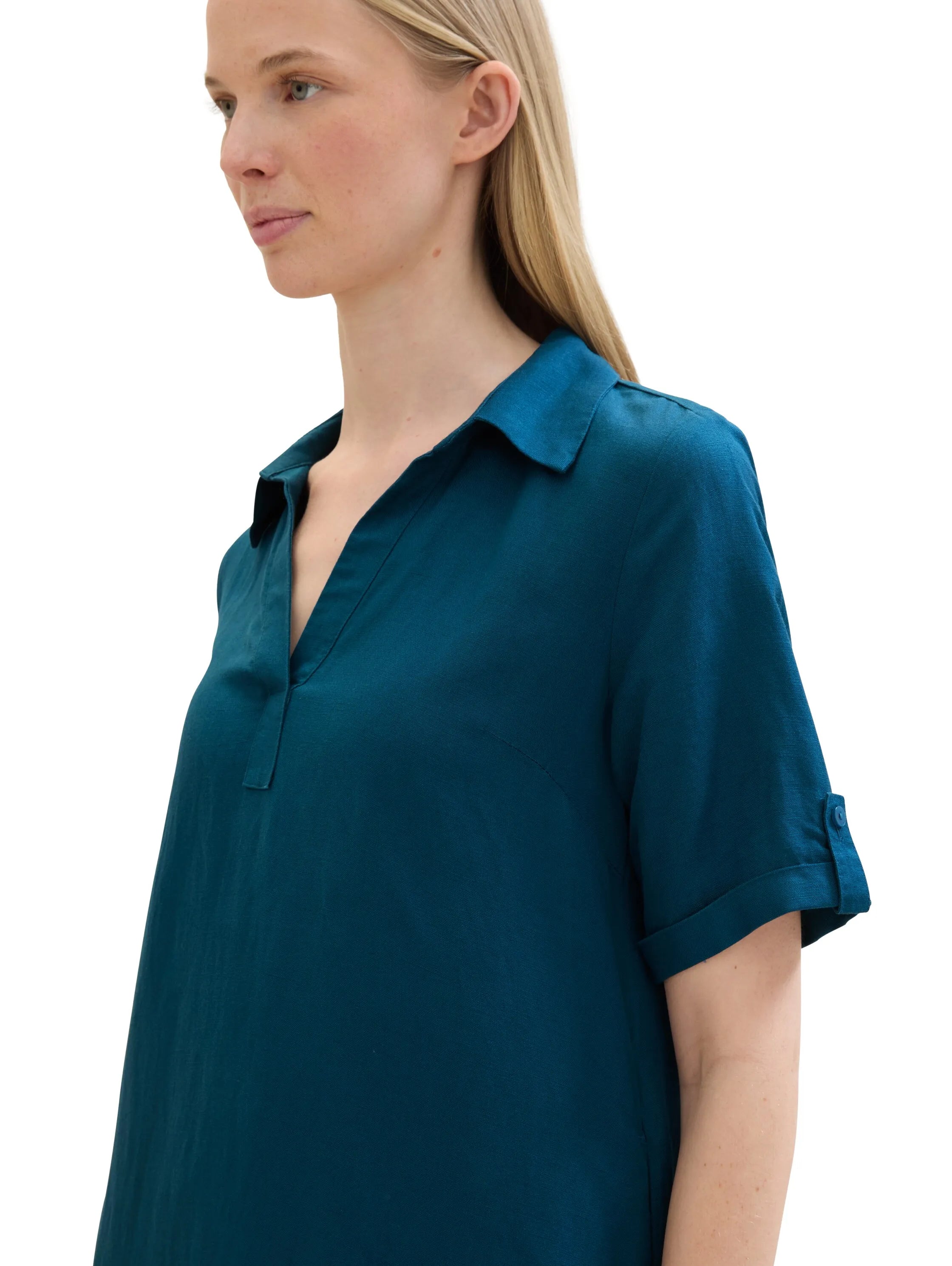 Tom Tailor Moss Blue Women Regular Fit Half-Sleeves Dress SKU: 1041517_13353 Image 04