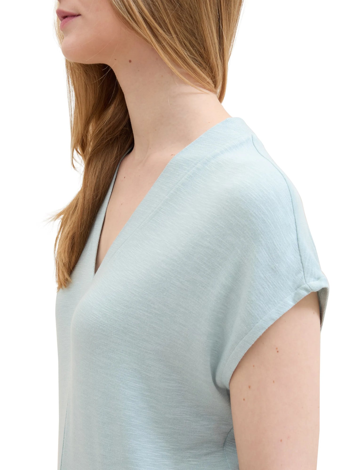 Tom Tailor Dusty Mint Blue Women T-Shirt with a V-Neckline SKU: 1041537_30463 Image 04