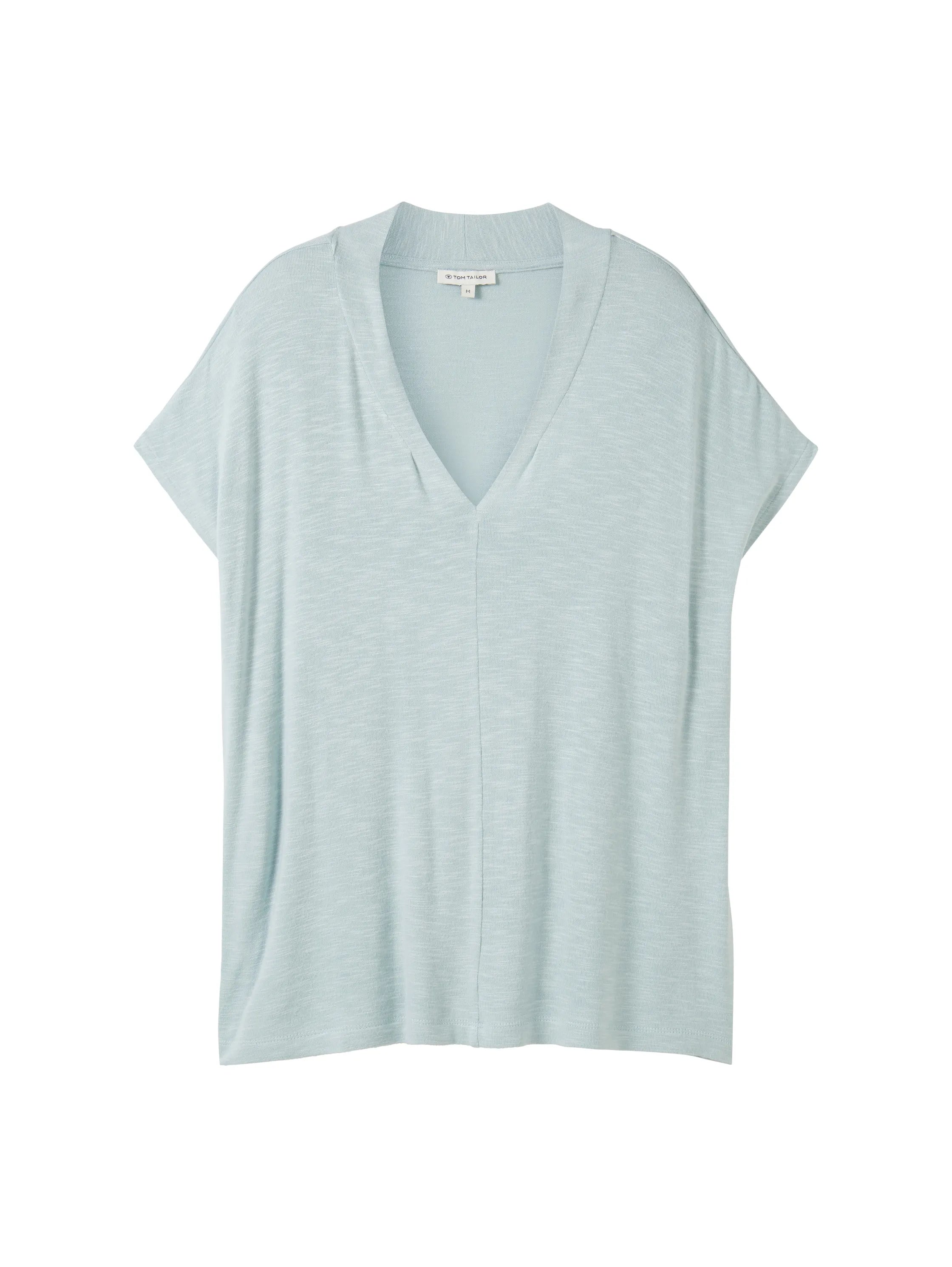 Tom Tailor Dusty Mint Blue Women T-Shirt with a V-Neckline SKU: 1041537_30463 Image 07