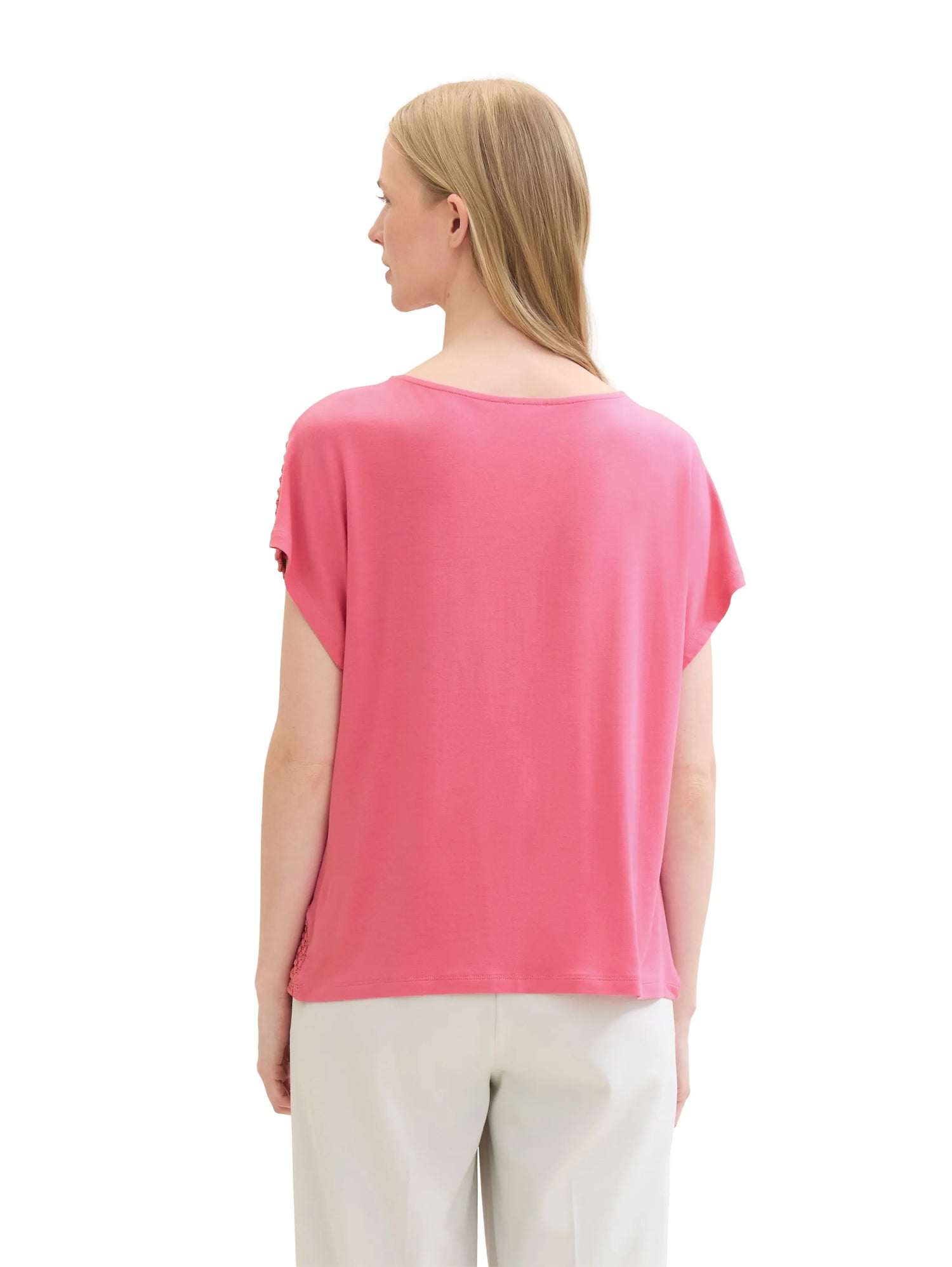 Tom Tailor Carmine Pink Women Regular Fit Short-Sleeved T-Shirt SKU: 1041542_15799 Image 03