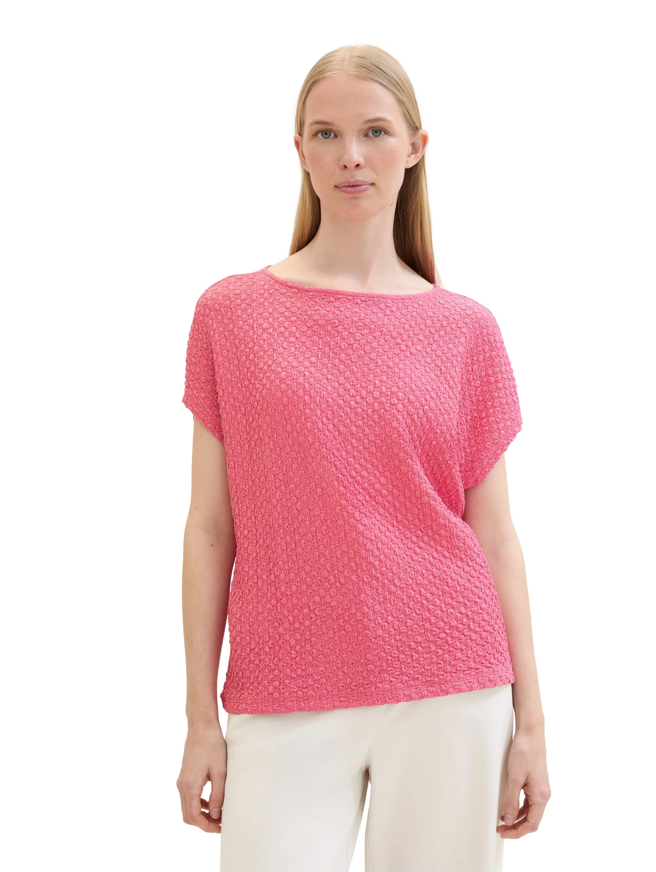 Tom Tailor Carmine Pink Women Regular Fit Short-Sleeved T-Shirt SKU: 1041542_15799 Image 04