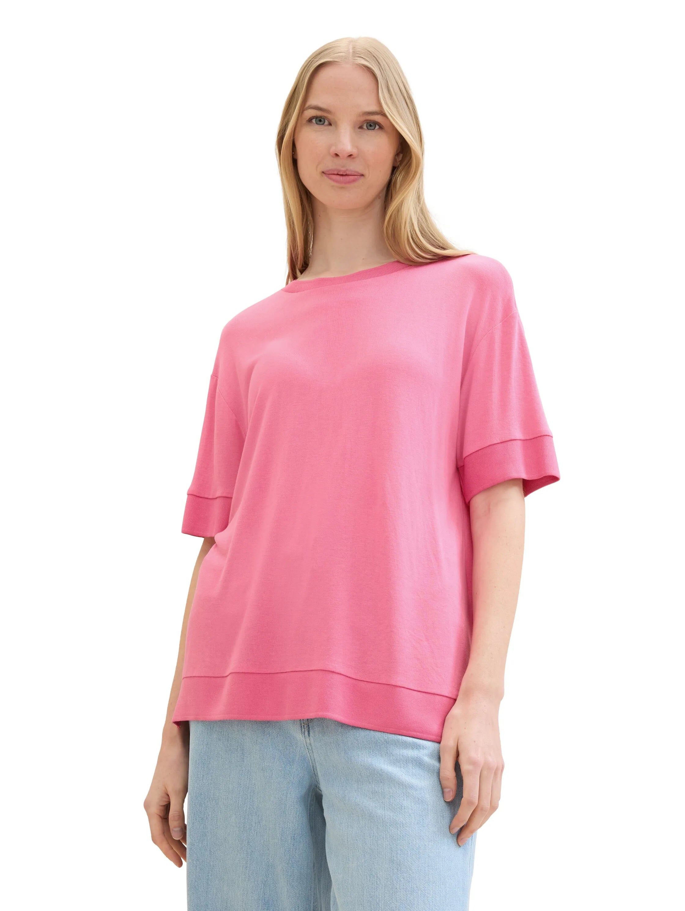 Tom Tailor Carmine Pink Women Regular Fit Half-Sleeves T-Shirt SKU: 1041550_15799 Image 01