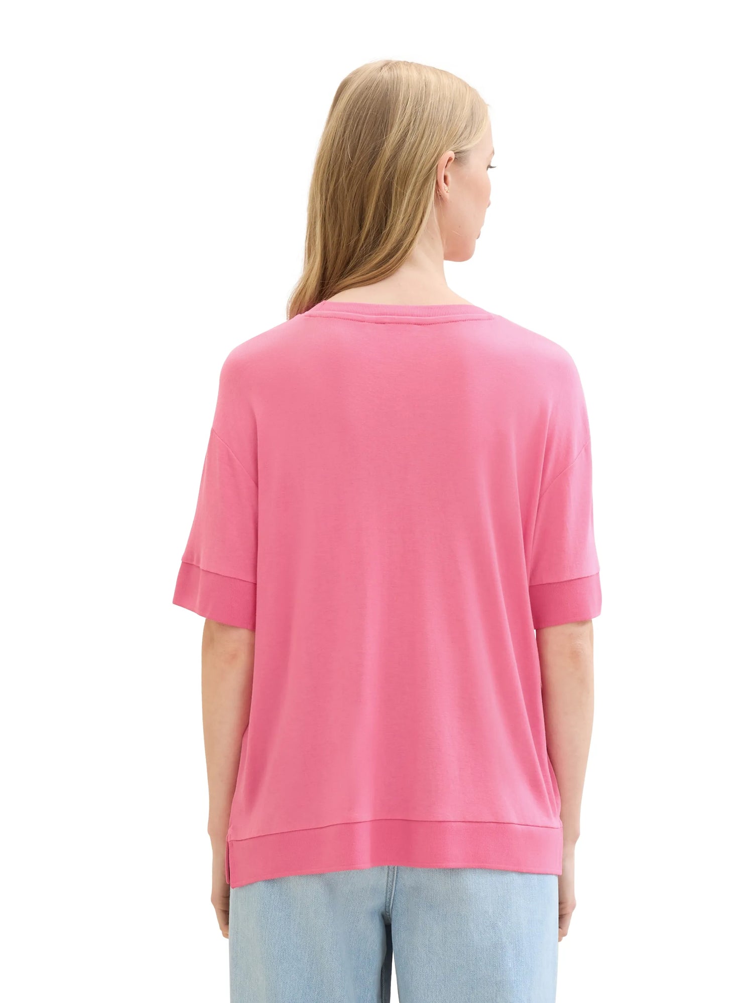 Tom Tailor Carmine Pink Women Regular Fit Half-Sleeves T-Shirt SKU: 1041550_15799 Image 03