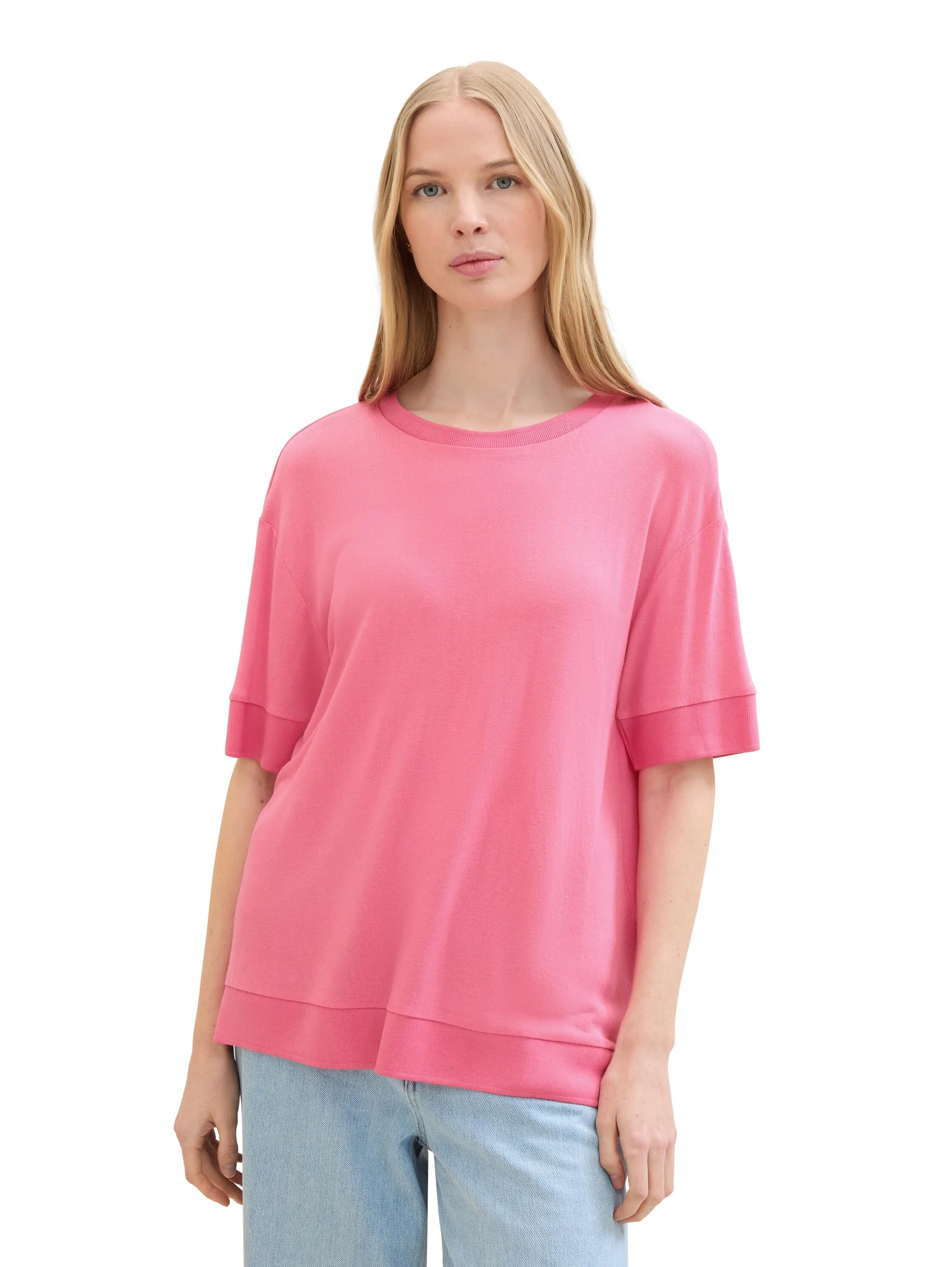 Tom Tailor Carmine Pink Women Regular Fit Half-Sleeves T-Shirt SKU: 1041550_15799 Image 05