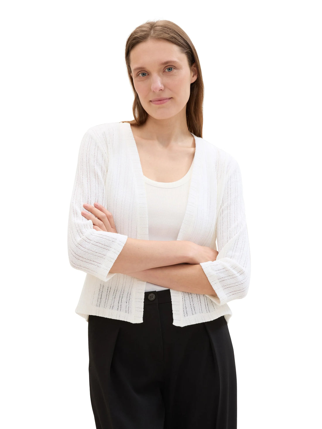 Tom Tailor Whisper White Women Cardigan with 3/4 Sleeves SKU: 1041568_10315 Image 01