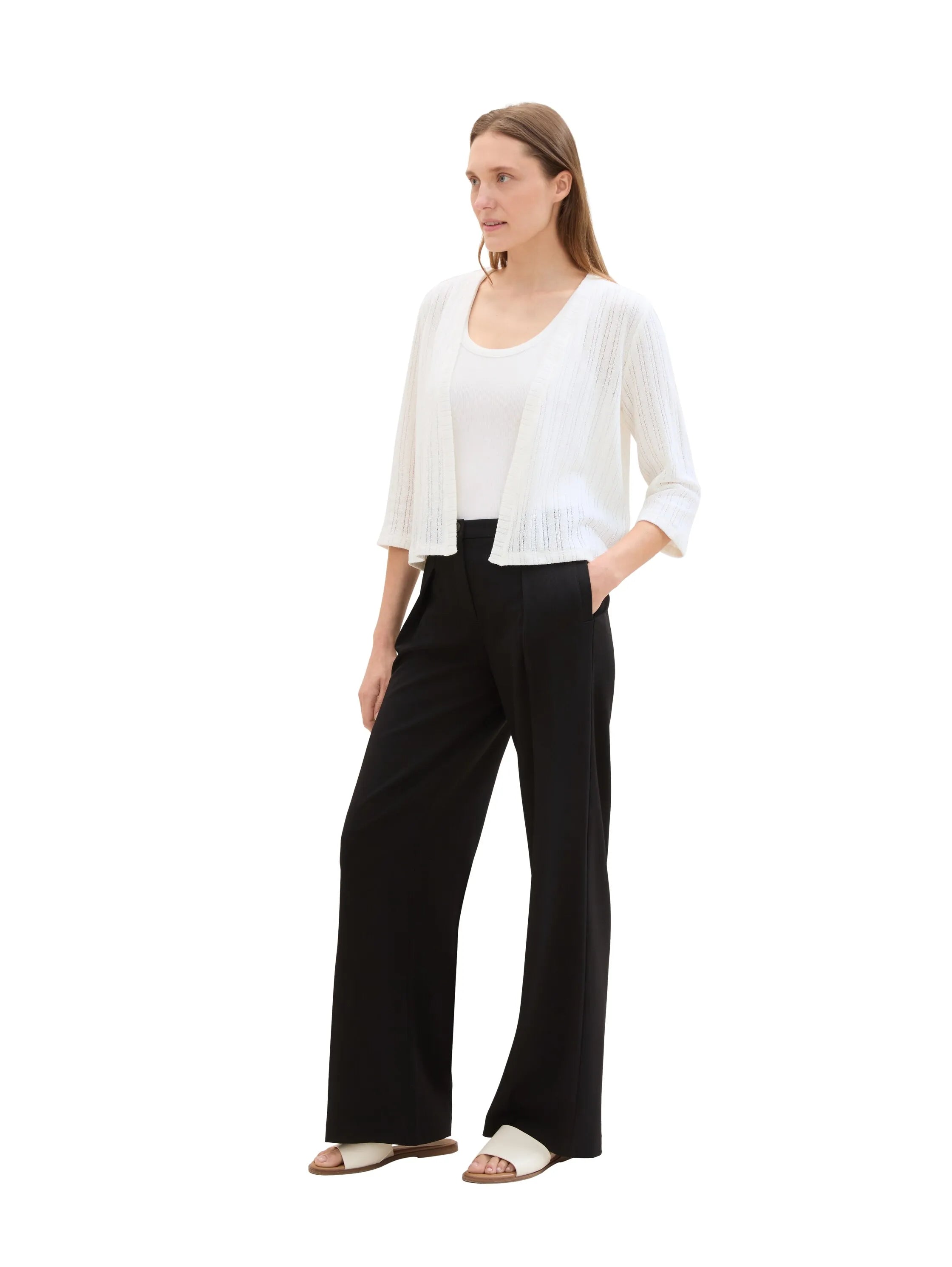 Tom Tailor Whisper White Women Cardigan with 3/4 Sleeves SKU: 1041568_10315 Image 02