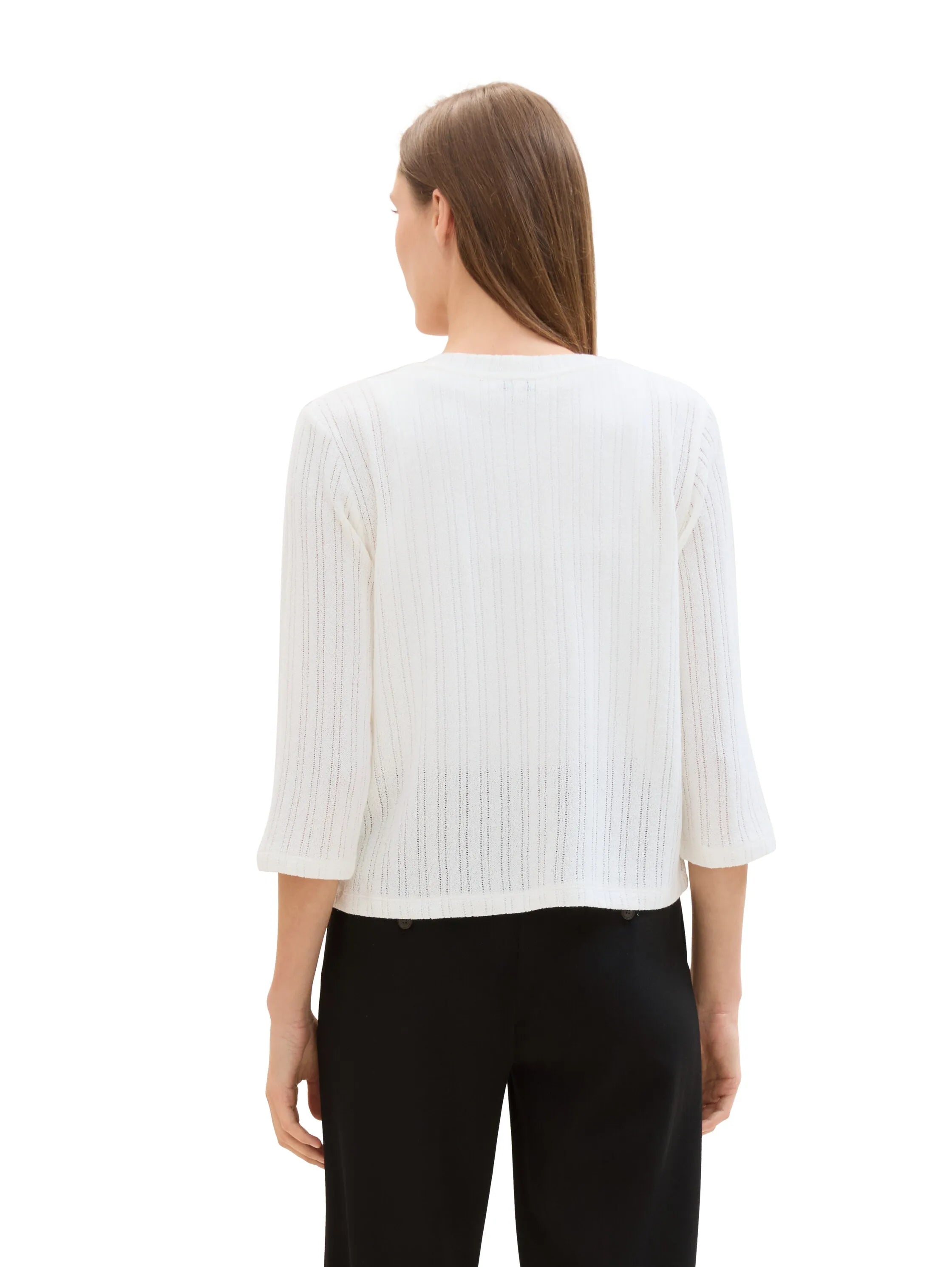 Tom Tailor Whisper White Women Cardigan with 3/4 Sleeves SKU: 1041568_10315 Image 03