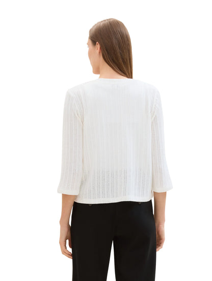 Tom Tailor Whisper White Women Cardigan with 3/4 Sleeves SKU: 1041568_10315 Image 03