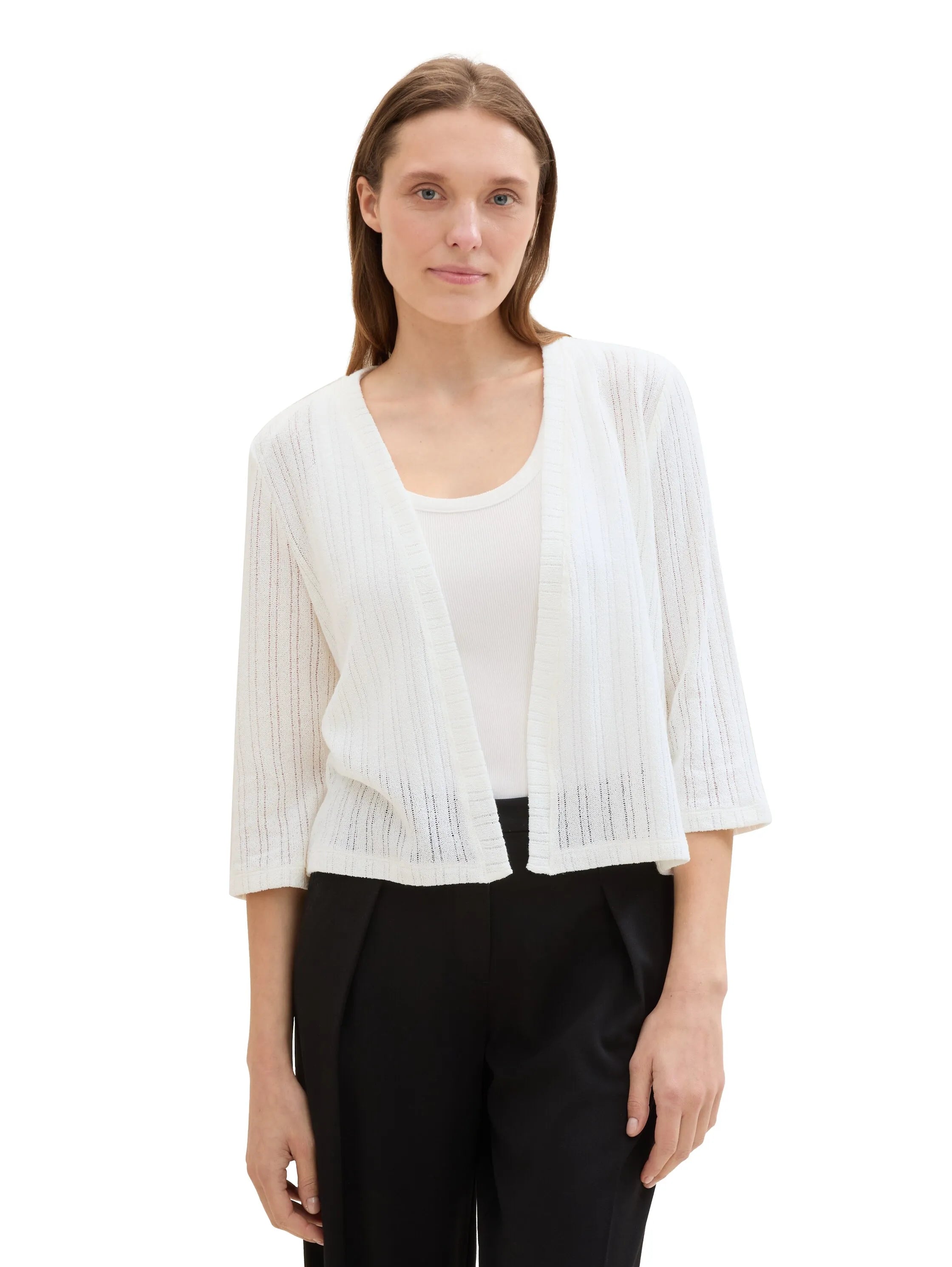 Tom Tailor Whisper White Women Cardigan with 3/4 Sleeves SKU: 1041568_10315 Image 04