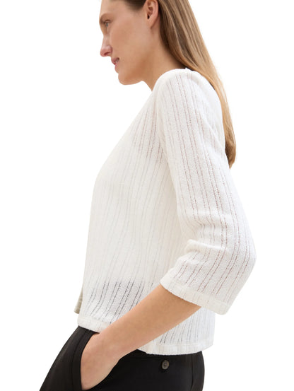 Tom Tailor Whisper White Women Cardigan with 3/4 Sleeves SKU: 1041568_10315 Image 05