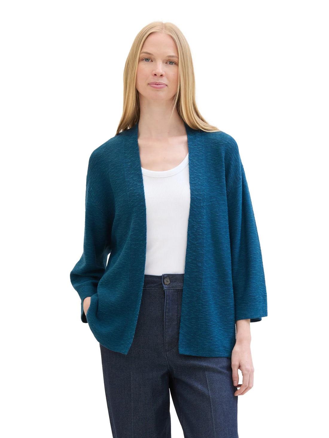 Tom Tailor Moss Blue Women Loose Fit 3/4-Sleeves Cardigans SKU: 1041591_13353 Image 01