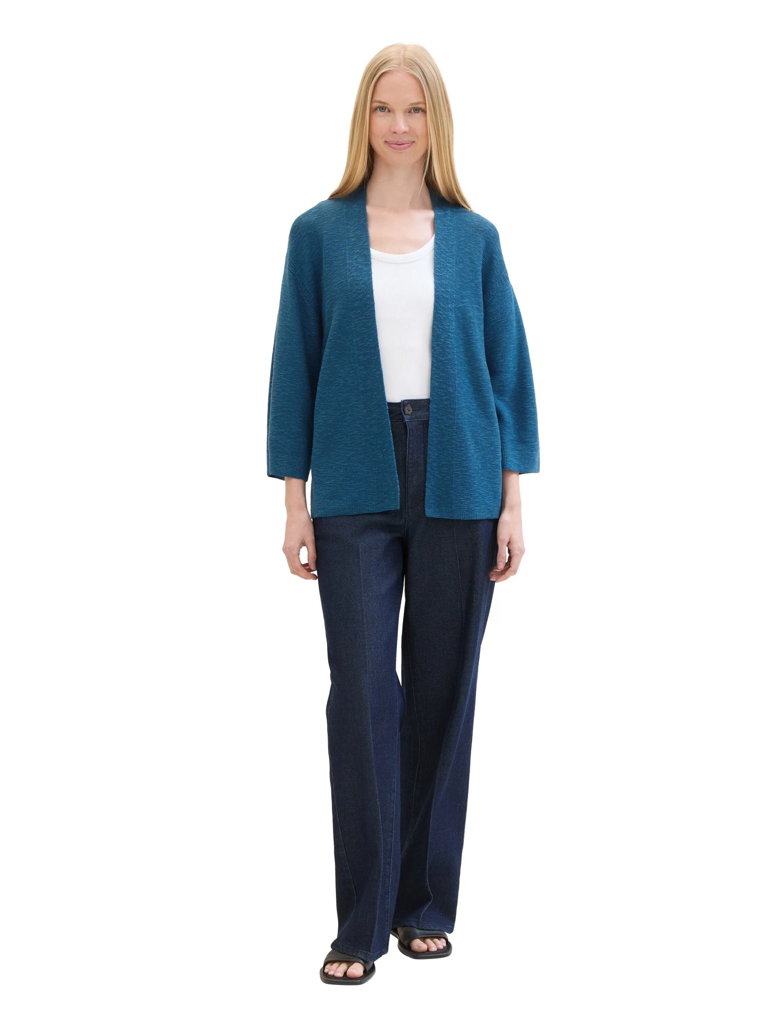 Tom Tailor Moss Blue Women Loose Fit 3/4-Sleeves Cardigans SKU: 1041591_13353 Image 02