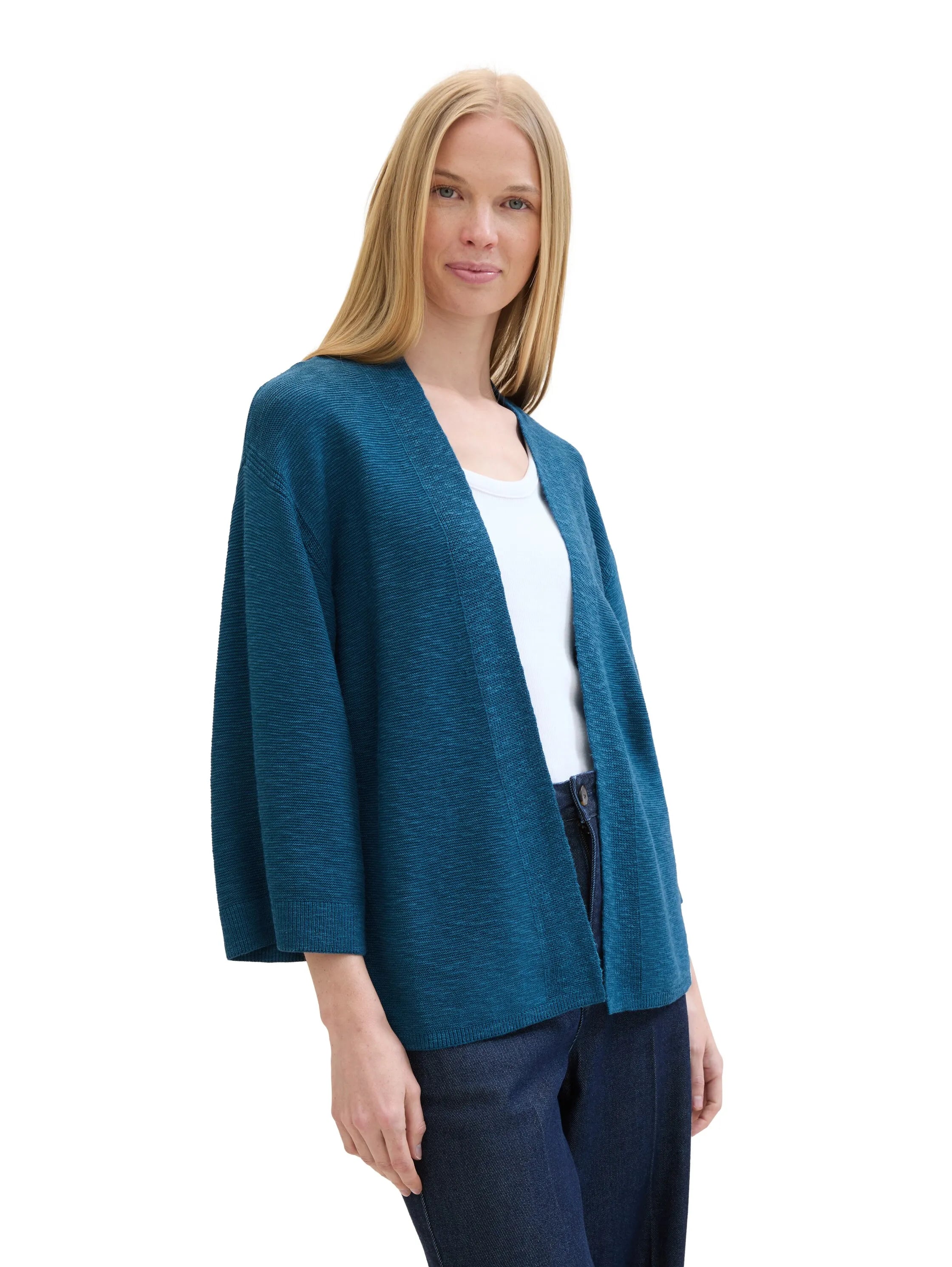 Tom Tailor Moss Blue Women Loose Fit 3/4-Sleeves Cardigans SKU: 1041591_13353 Image 05