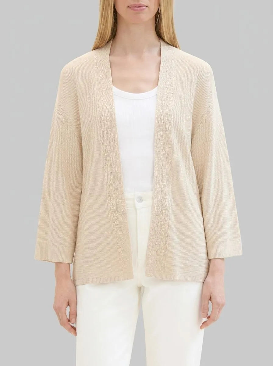 Tom Tailor Summer Beige Women Loose Fit 3/4-Sleeves Cardigans SKU: 1041591_21650 Image 00