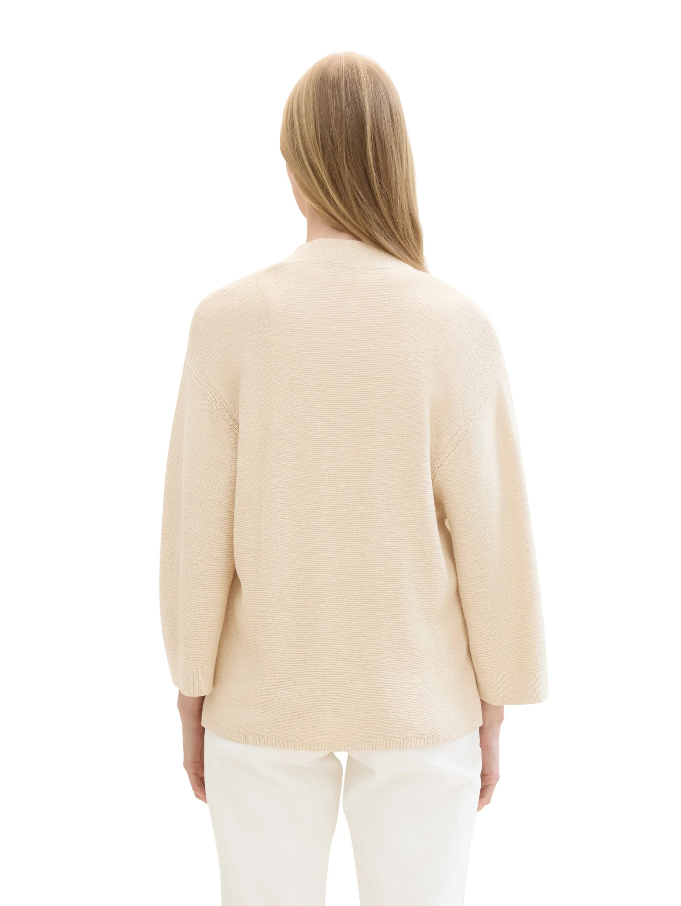 Tom Tailor Summer Beige Women Loose Fit 3/4-Sleeves Cardigans SKU: 1041591_21650 Image 03
