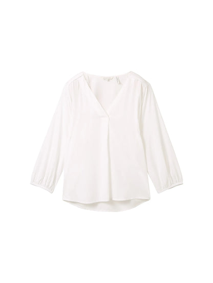 Tom Tailor White Women Blouse with a V-Neckline SKU: 1041675_20000 Image 07
