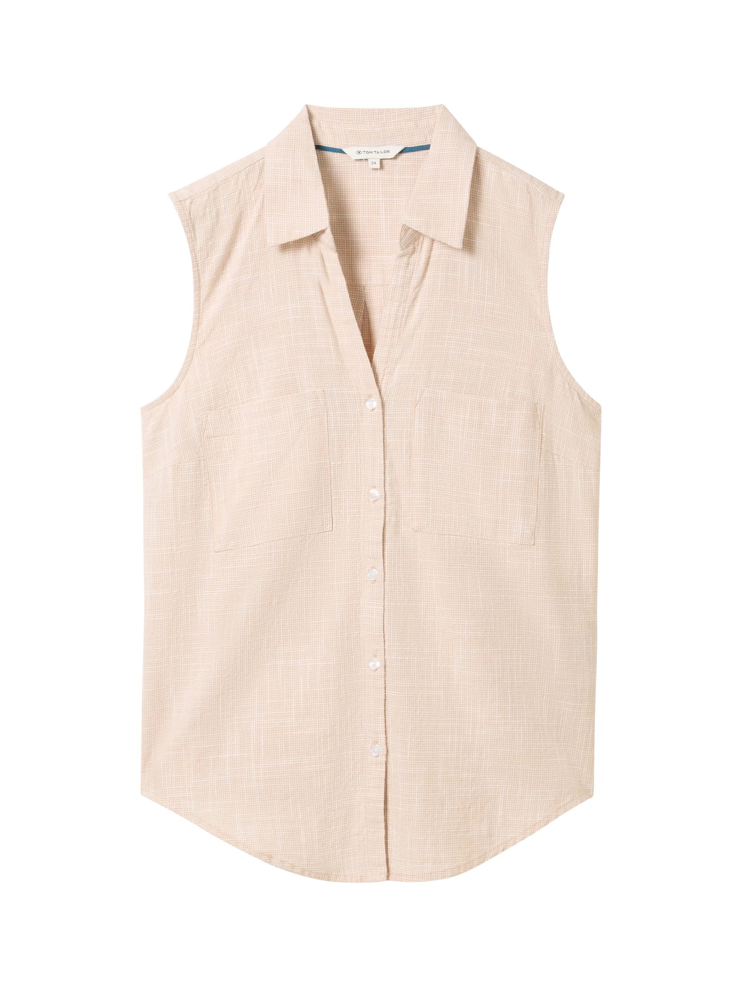 Tom Tailor Summer Beige Women Sleeveless Blouse with Chest Pockets SKU: 1041683_21650 Image 07