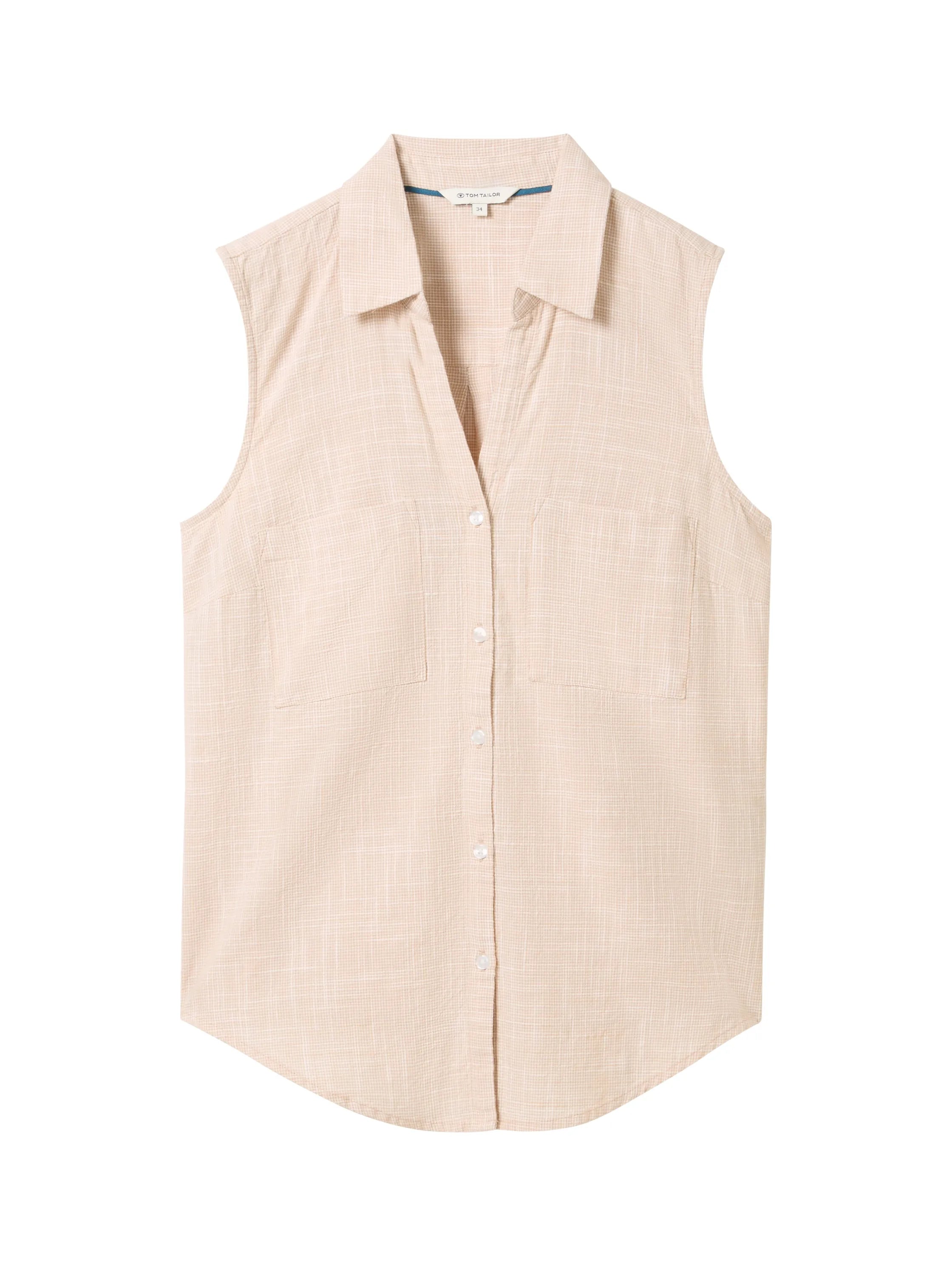 Tom Tailor Summer Beige Women Sleeveless Blouse with Chest Pockets SKU: 1041683_21650 Image 07