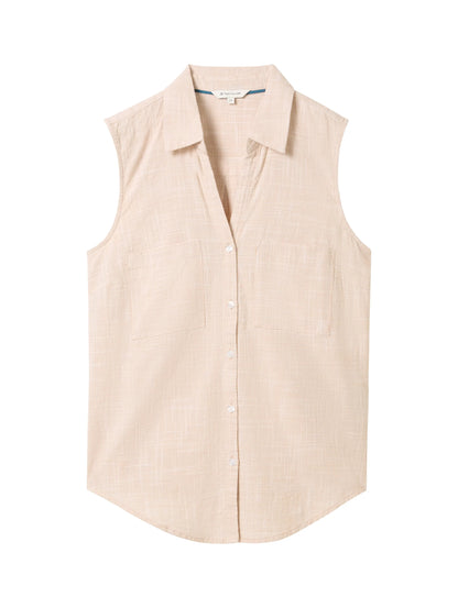 Tom Tailor Summer Beige Women Sleeveless Blouse with Chest Pockets SKU: 1041683_21650 Image 07