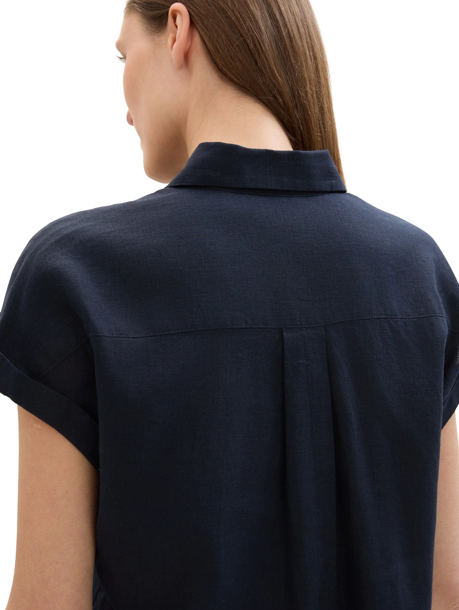Tom Tailor Sky Captain Blue Women Loose-Fit Blouse with Linen SKU: 1041688_10668 Image 05