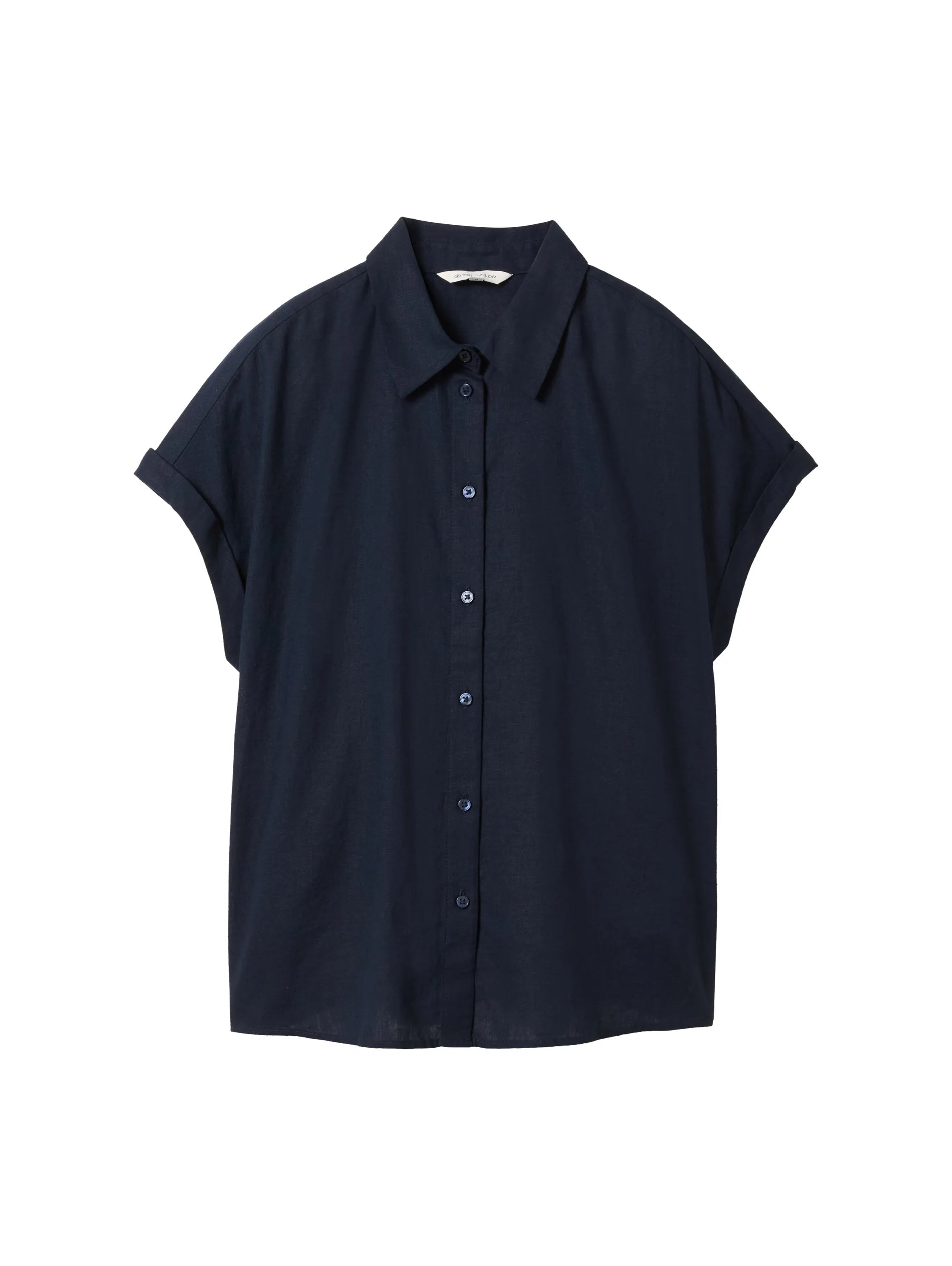 Tom Tailor Sky Captain Blue Women Loose-Fit Blouse with Linen SKU: 1041688_10668 Image 07