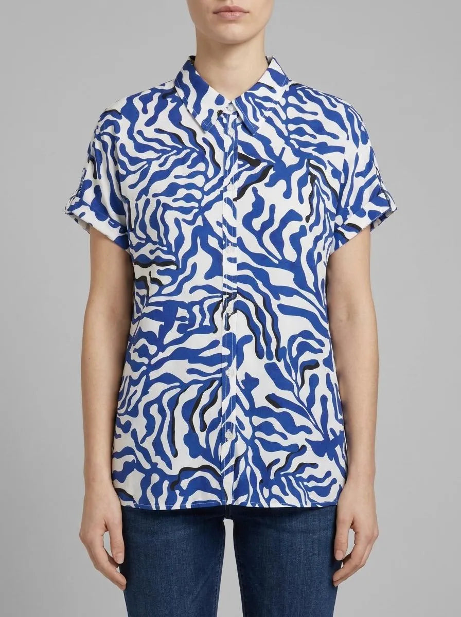Tom Tailor White Cut Palmtree Women Loose-Fit Viscose Blouse SKU: 1041692_35306 Image 00