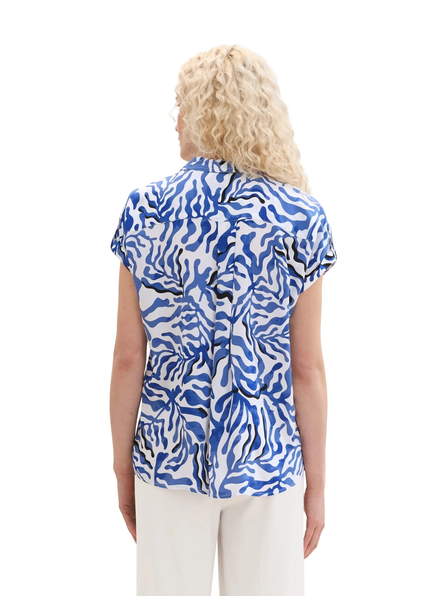 Tom Tailor White Cut Palmtree Women Loose-Fit Viscose Blouse SKU: 1041692_35306 Image 03