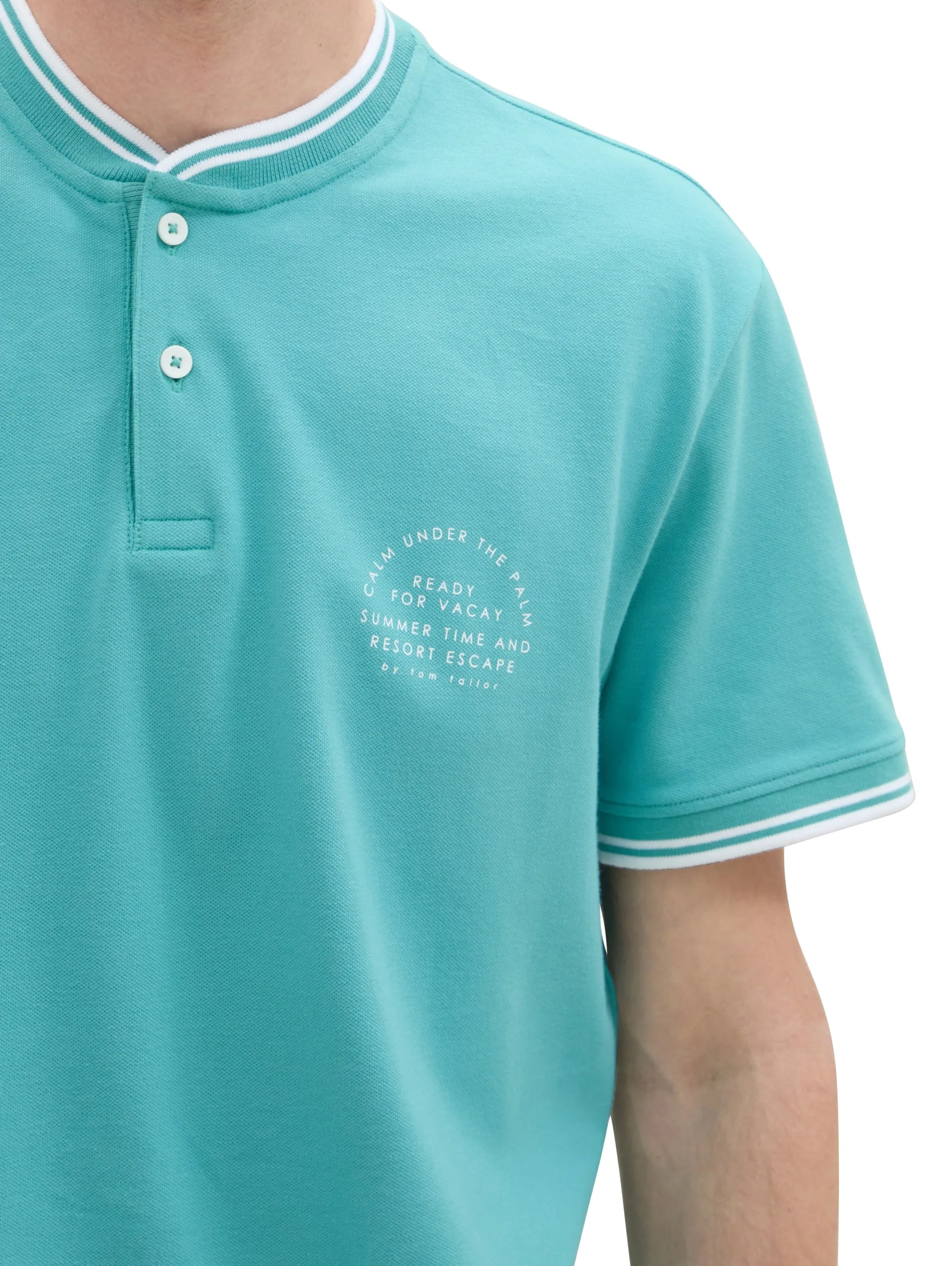 Tom Tailor Meadow Teal Men Polo Shirt with a Print SKU: 1041834_35272 Image 05
