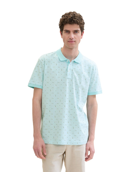 Tom Tailor Turquoise Orange Slice Design Men Regular Fit Short-Sleeved Polo Shirt SKU: 1041860_35452 Image 01