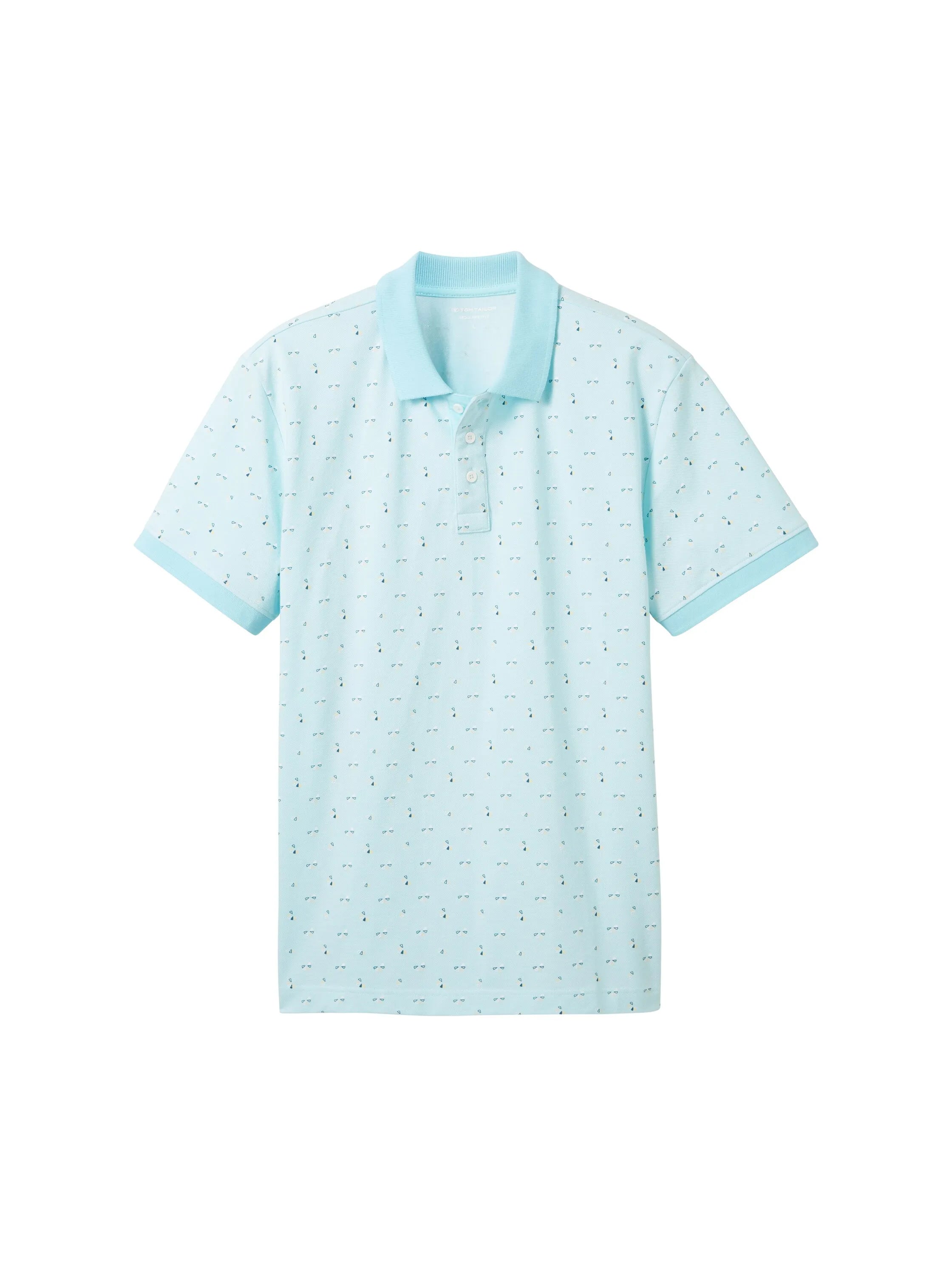 Tom Tailor Turquoise Orange Slice Design Men Regular Fit Short-Sleeved Polo Shirt SKU: 1041860_35452 Image 07