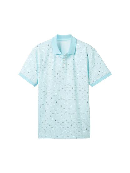 Tom Tailor Turquoise Orange Slice Design Men Regular Fit Short-Sleeved Polo Shirt SKU: 1041860_35452 Image 07