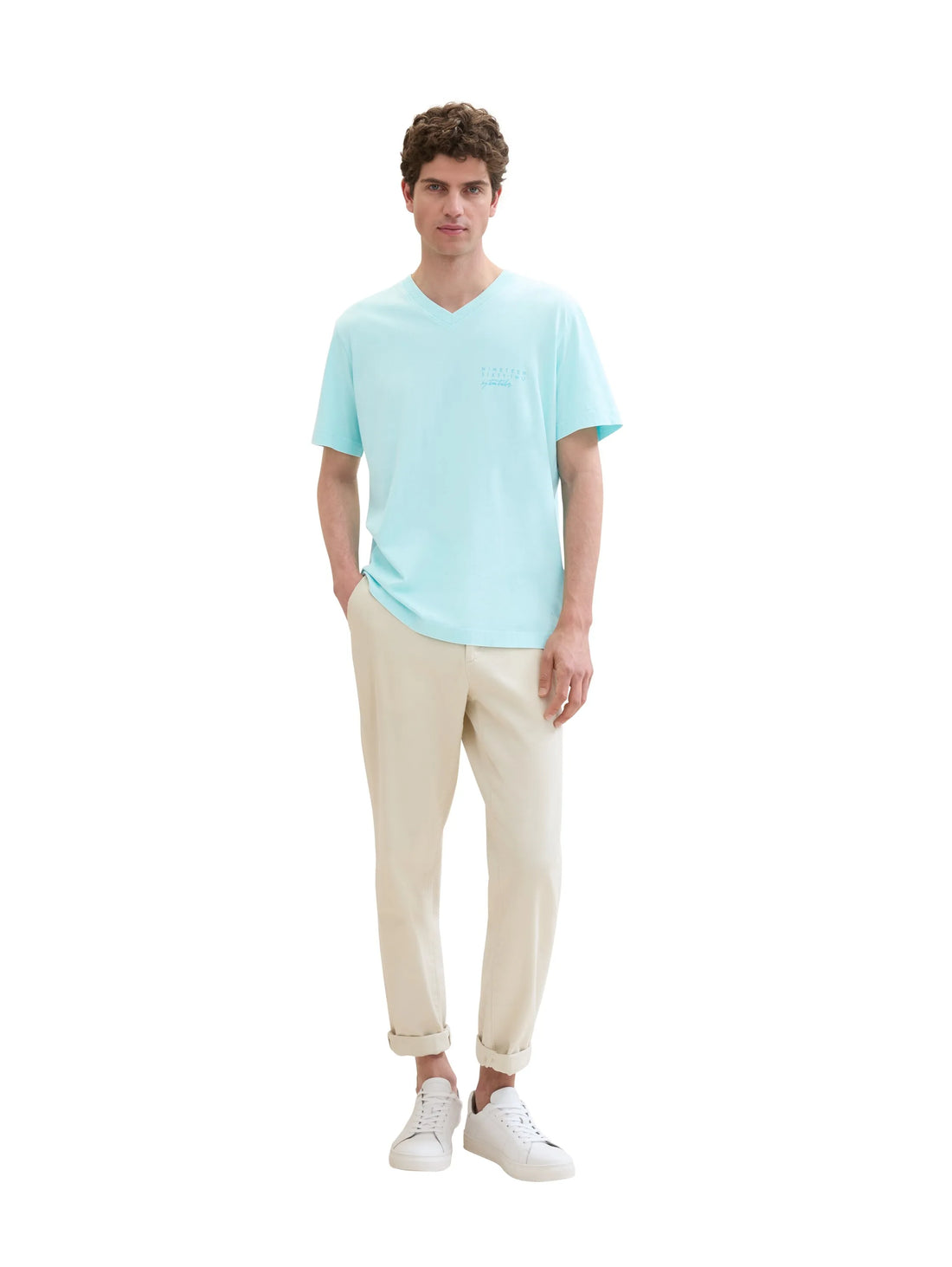 Tom Tailor Caribbean Turquoise Men Regular Fit Short-Sleeved T-Shirt SKU: 1041863_34921 Image 02