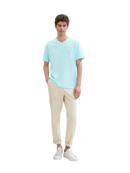 Tom Tailor Caribbean Turquoise Men Regular Fit Short-Sleeved T-Shirt SKU: 1041863_34921 Image 02