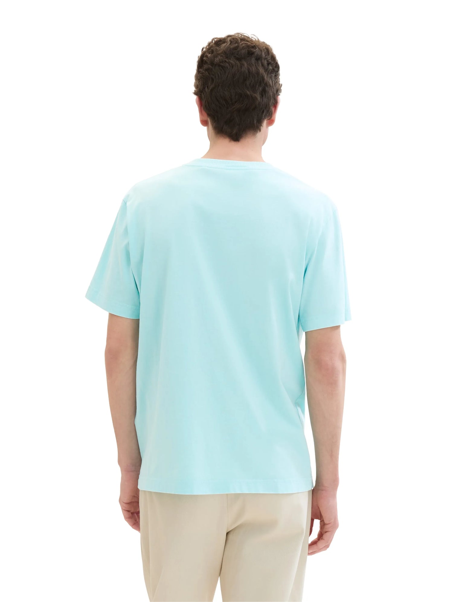 Tom Tailor Caribbean Turquoise Men Regular Fit Short-Sleeved T-Shirt SKU: 1041863_34921 Image 03
