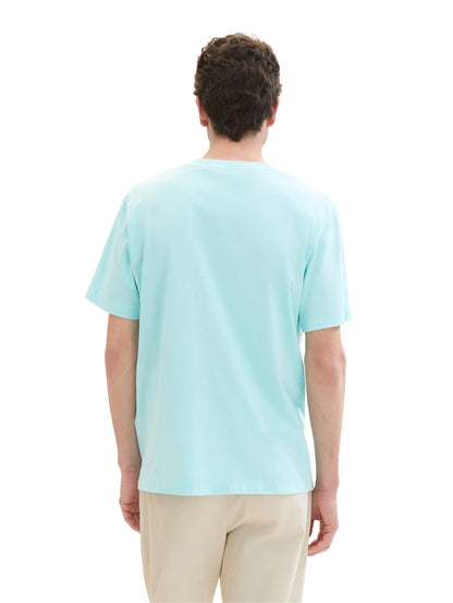 Tom Tailor Caribbean Turquoise Men Regular Fit Short-Sleeved T-Shirt SKU: 1041863_34921 Image 03