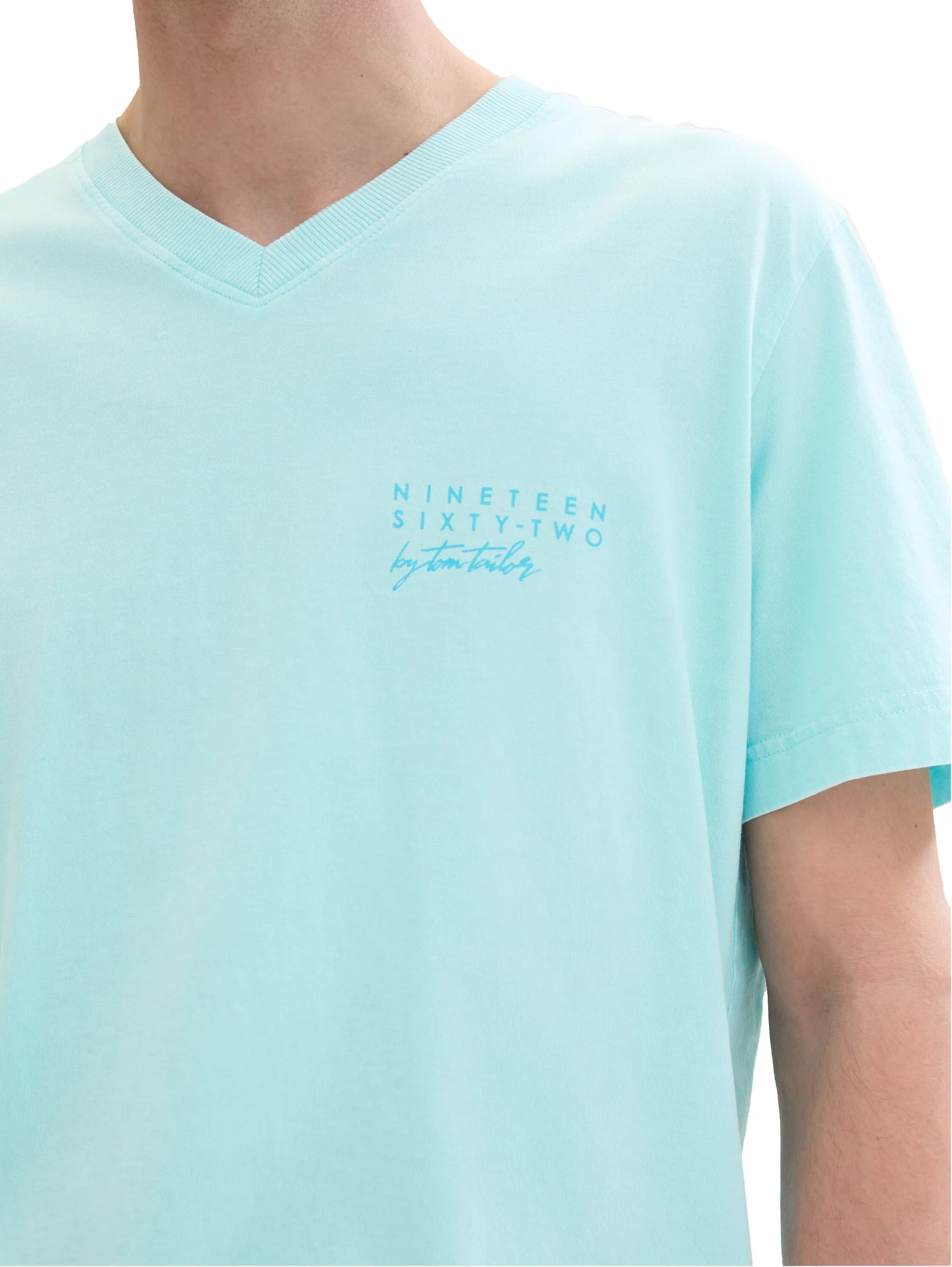 Tom Tailor Caribbean Turquoise Men Regular Fit Short-Sleeved T-Shirt SKU: 1041863_34921 Image 05