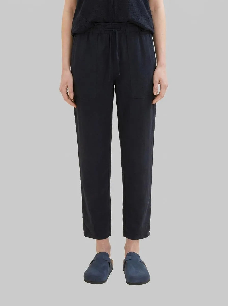 Tom Tailor Sky Captain Blue Women Loose Trousers with Linen SKU: 1041914_10668 Image 00