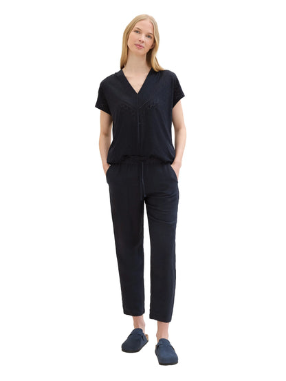 Tom Tailor Sky Captain Blue Women Loose Trousers with Linen SKU: 1041914_10668 Image 03
