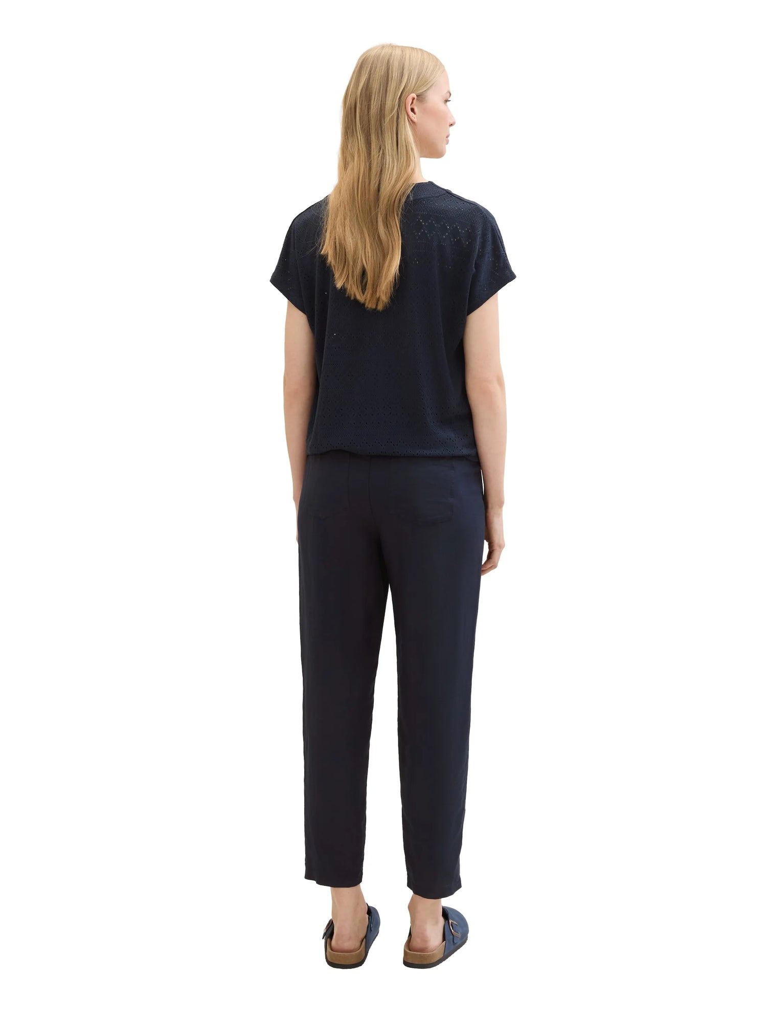 Tom Tailor Sky Captain Blue Women Loose Trousers with Linen SKU: 1041914_10668 Image 04