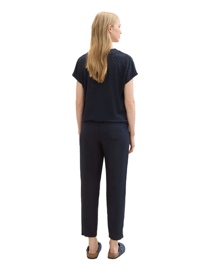 Tom Tailor Sky Captain Blue Women Loose Trousers with Linen SKU: 1041914_10668 Image 04