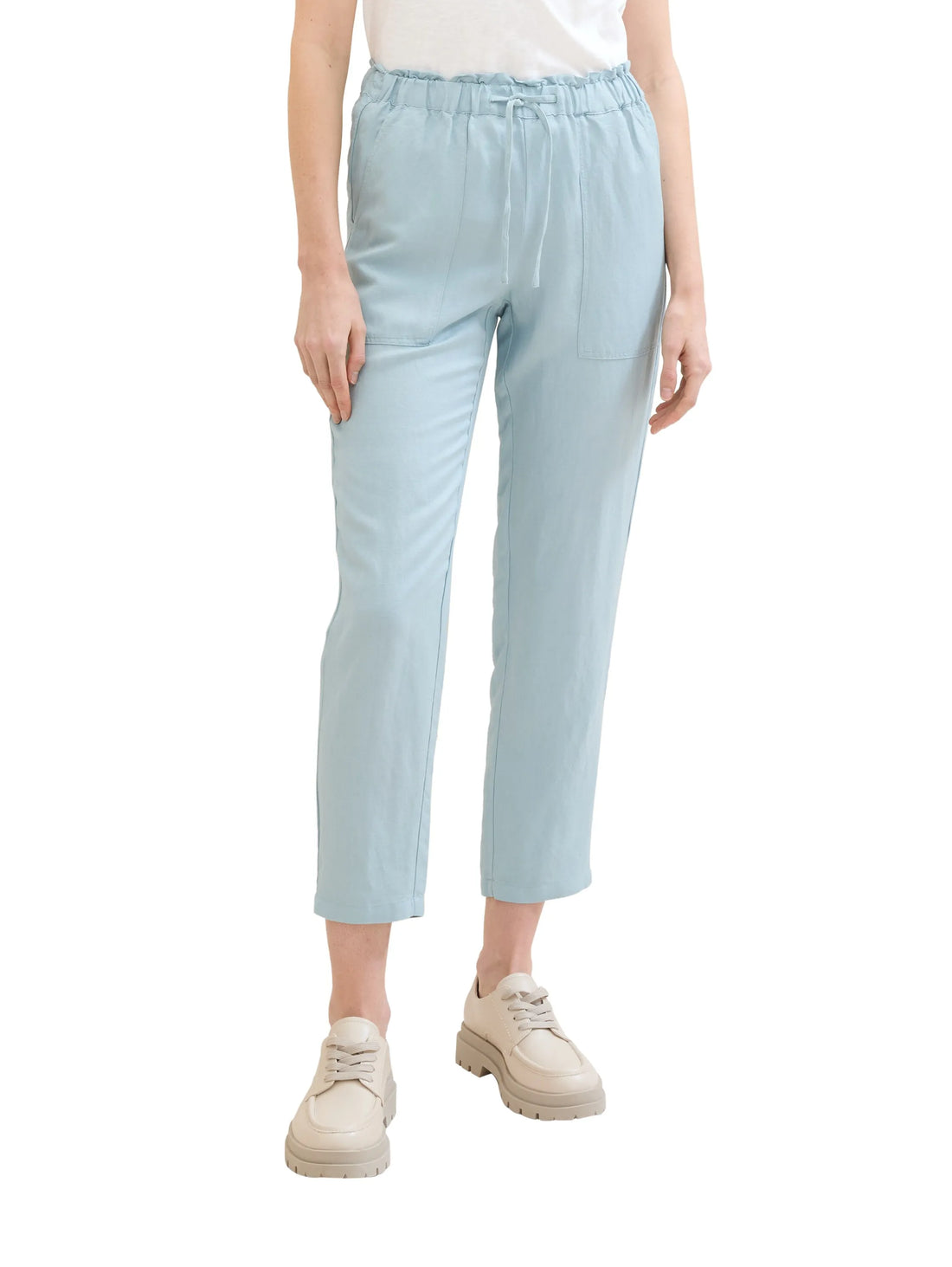 Tom Tailor Dusty Mint Blue Women Loose Trousers with Linen SKU: 1041914_30463 Image 01