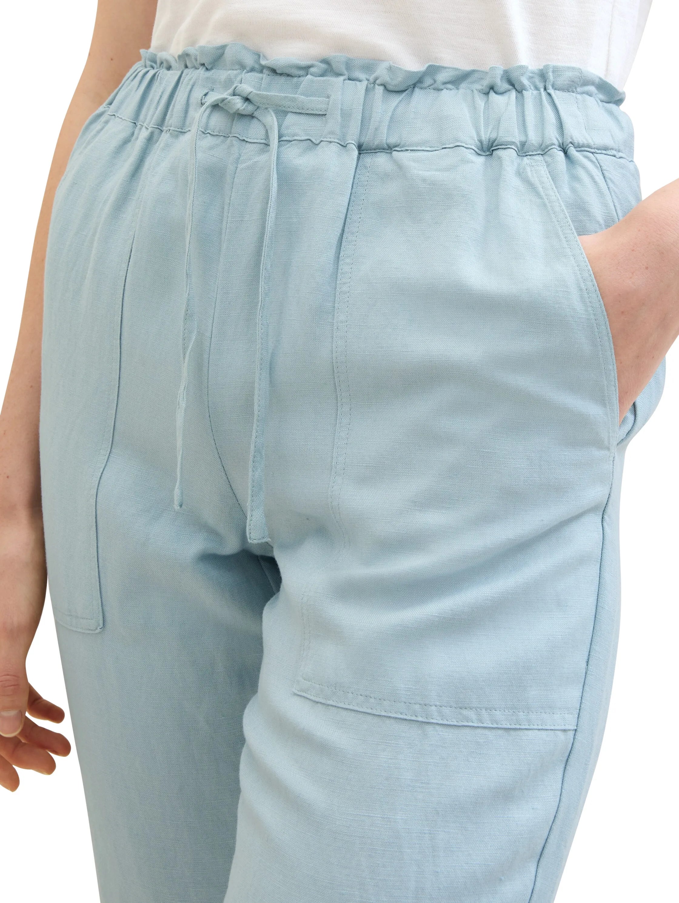 Tom Tailor Dusty Mint Blue Women Loose Trousers with Linen SKU: 1041914_30463 Image 05