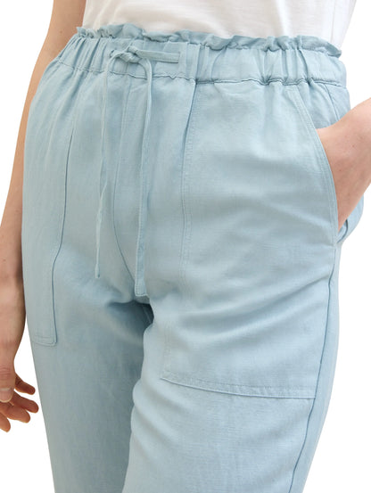 Tom Tailor Dusty Mint Blue Women Loose Trousers with Linen SKU: 1041914_30463 Image 05