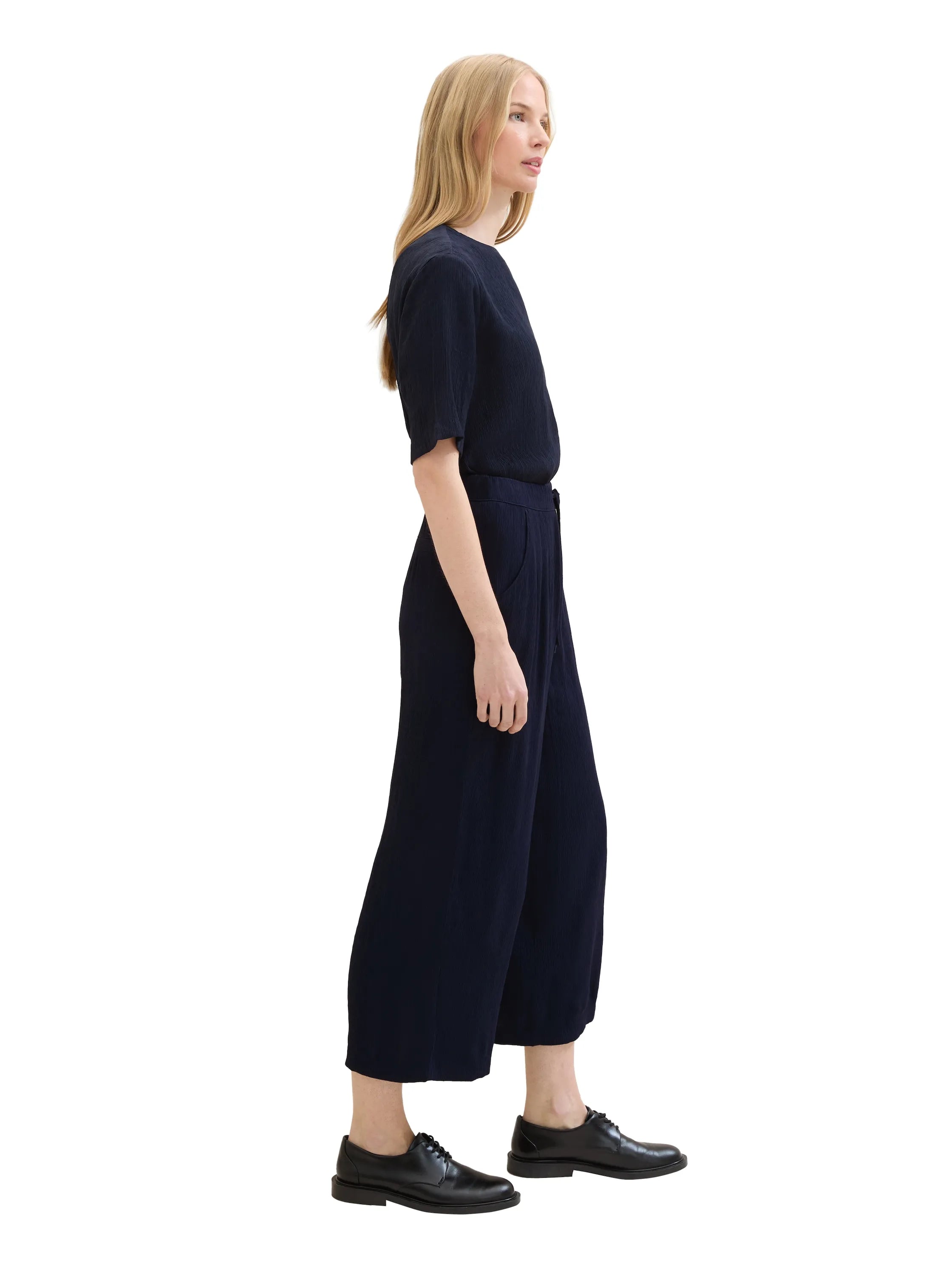 Tom Tailor Sky Captain Blue Women Cropped Culotte Trousers SKU: 1041917_10668 Image 02