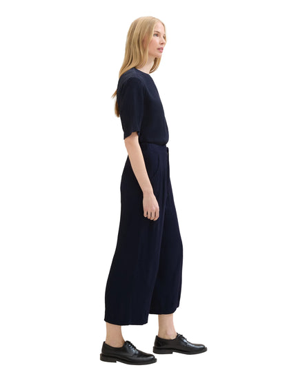 Tom Tailor Sky Captain Blue Women Cropped Culotte Trousers SKU: 1041917_10668 Image 02