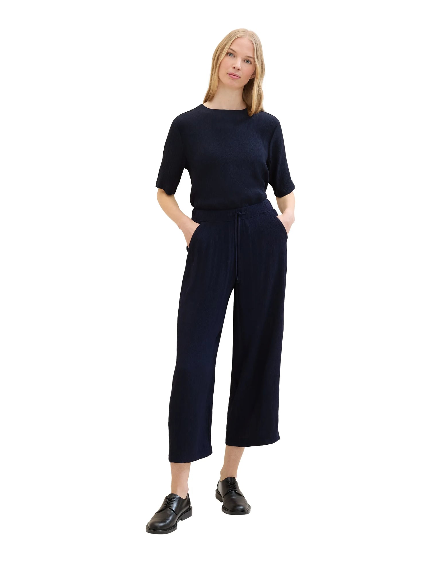Tom Tailor Sky Captain Blue Women Cropped Culotte Trousers SKU: 1041917_10668 Image 03